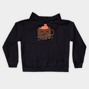 sip your worries away Kids Hoodie